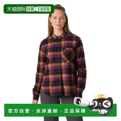 自营欧洲直邮Helly Hansen 女士紫红色棉Lokka有机法兰绒长袖衬衫