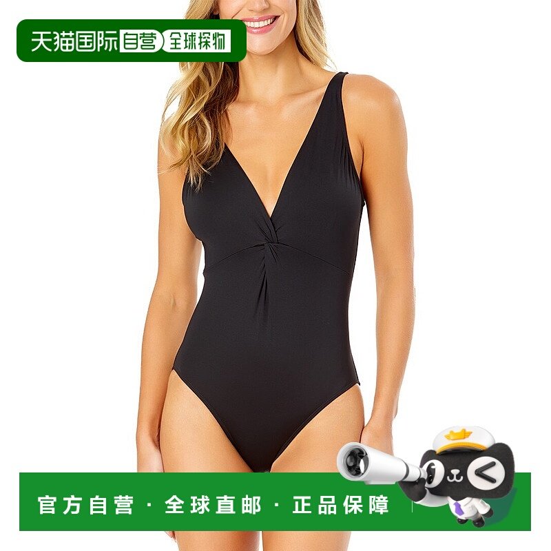 自营Anne Cole Plunge Twist One-Piece - black 美国奥莱直发