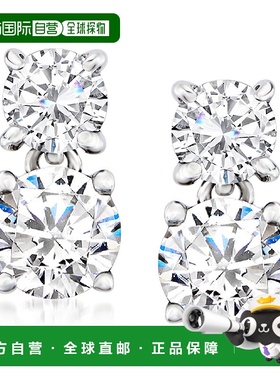 自营 Ross-Simons 铂金钻石吊式耳环 - 白色 美国奥莱直发