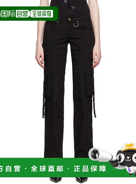 1h可退 香港直邮潮奢 Blumarine 蓝色情人 女士 黑色孔眼长裤 P34