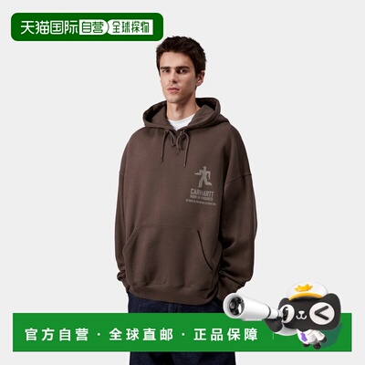 自营欧洲直邮Carhartt WIP Distance男士红木色棉宽松连帽卫衣
