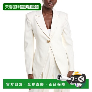 white Blazer Blend Silk Wool Woven Renta 自营Oscar