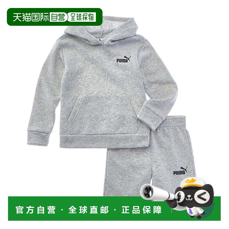 自营PUMA 2pc Fleece Hoodie & Short Set - grey 美国奥莱直发,童装/婴儿装/亲子装,套装,淘宝优惠券,粉丝福利购,淘宝优惠卷