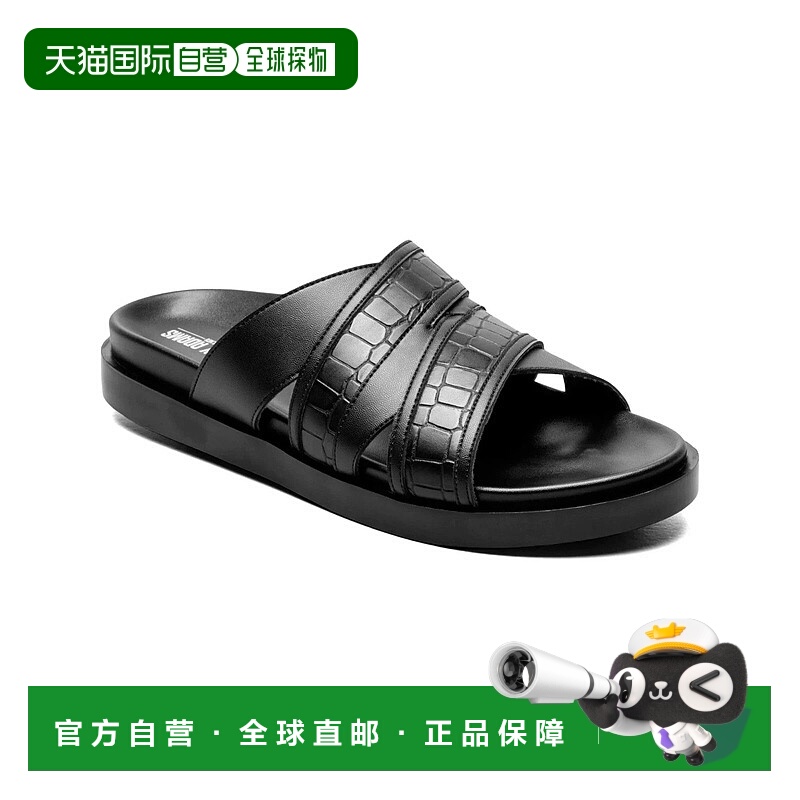 自营 Stacy Adams Mondo 25597-001男式凉鞋黑色交叉带滑套HAM471