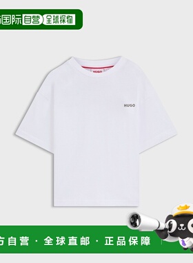 欧洲直邮Hugo Boss 4-14岁儿童白色棉logo标识短袖T恤童装
