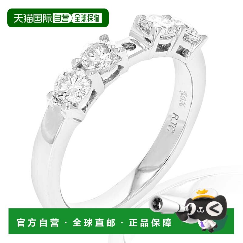 自营 vir jewels0.80 克拉半镶嵌钻石订婚戒指 14K 白金圆形新娘
