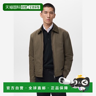 自营欧洲直邮Mango芒果 男士暗绿色防水绗缝外套