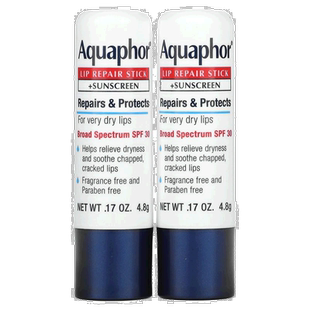 香港直邮aquaphor唇部修复棒抗晒霜舒缓干裂双唇2*4.8g正品乳木果
