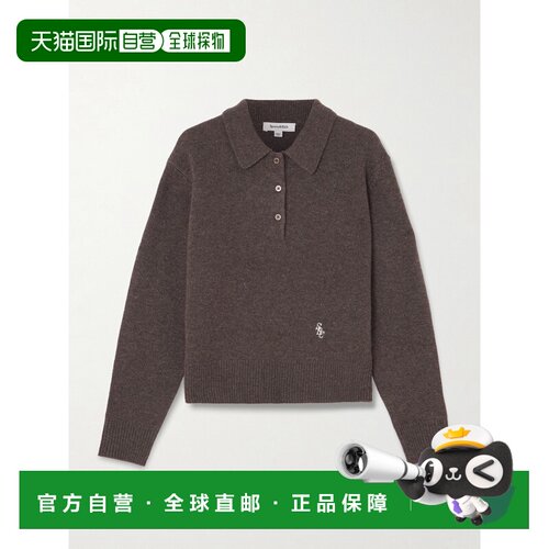1h可退 香港直邮SPORTY & RICH 女士 SRC 刺绣羊绒羊毛混纺Polo毛