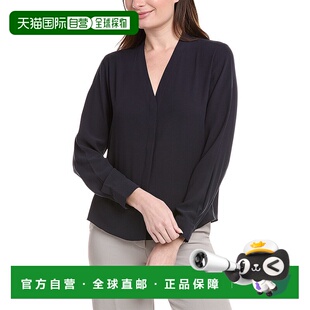 蓝色 FISHER小V领丝绸衬衫 美国奥莱直发 EILEEN 自营