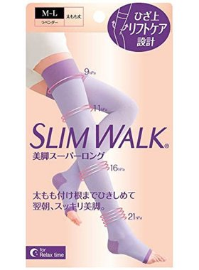 日本直邮Slim Walk丝翎AskDoctors睡眠专用美腿连裤踩脚袜ML紫色
