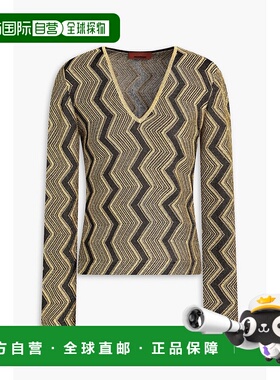 香港直邮MISSONI 米索尼 女士 锯齿形 V 领直下摆套衫 DS24WN1WBK