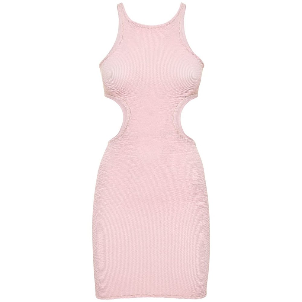 潮奢 reina olga 女士 Ele镂空褶皱弹力迷你连衣裙