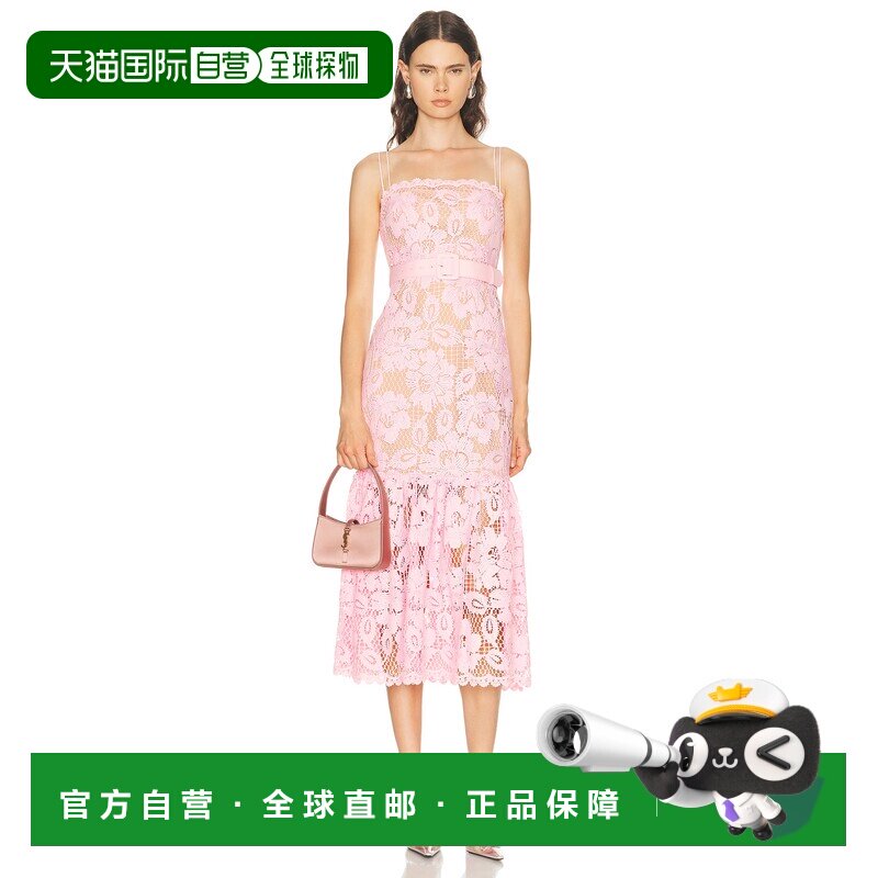 香港直邮Self-Portrait 女士 钩花蕾丝吊带中长连衣裙 SS26007MAP