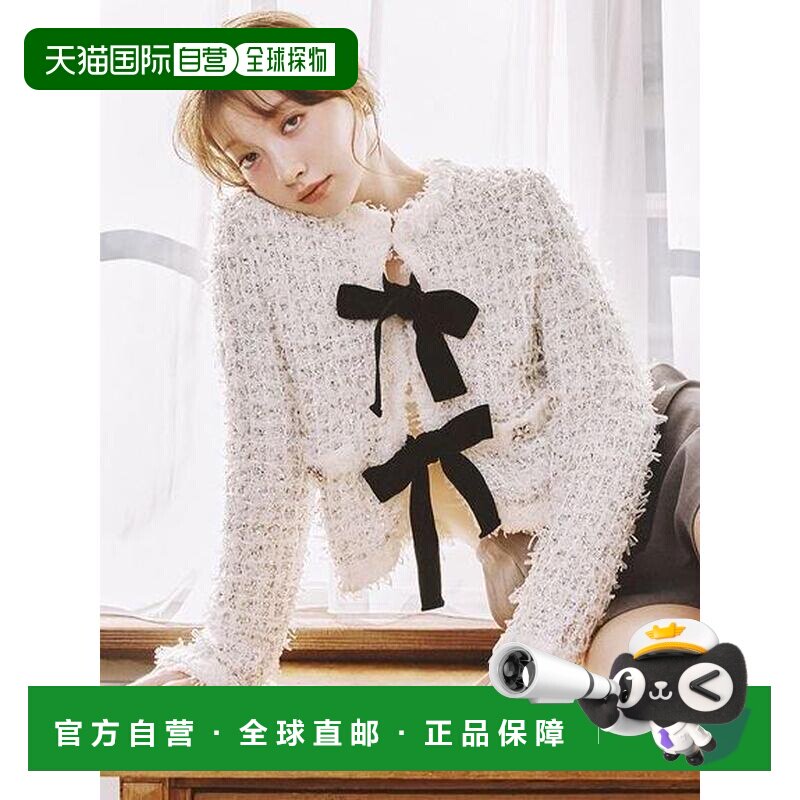 日本直邮Lily Brown L.B CANDY STOCK 亮丝蝴蝶结针织外套