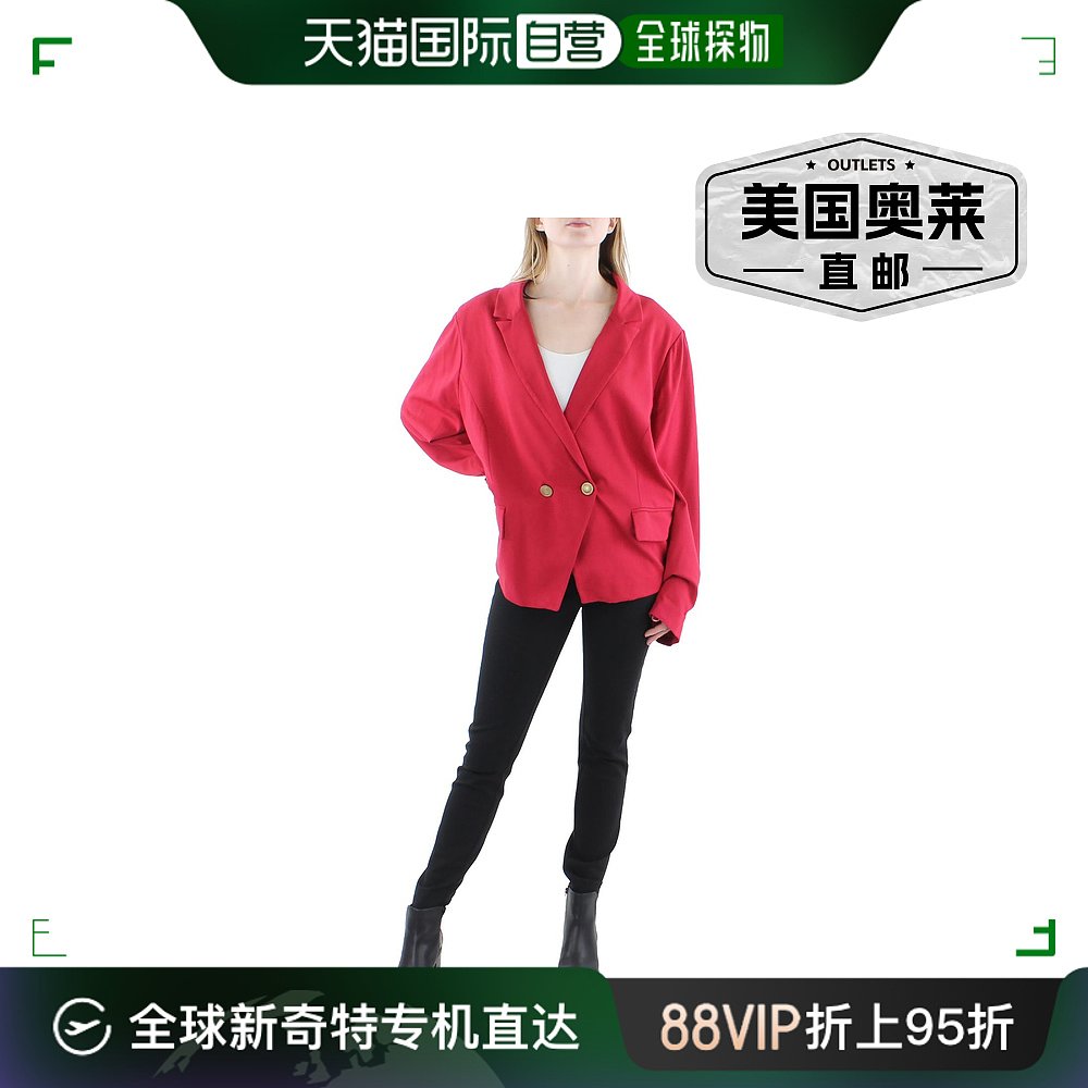 maree pour toi女式针织工作服一粒扣西装外套-红色【美国奥莱