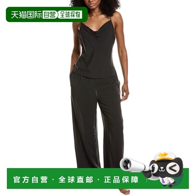 自营Natori 2pc Silk-Blend Cami & Pant Set - black 美国奥莱直