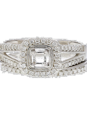 自营 vir jewels1/3 克拉半镶钻石新娘套装带公主中心银尺寸 7 -