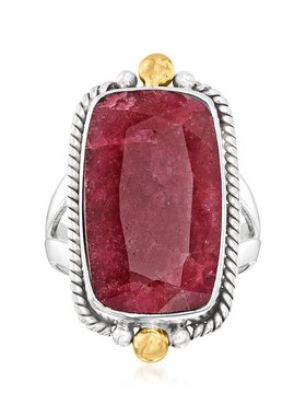 【美国奥莱】直发 2 色纯银 Ross-Simons 红宝石戒指 - 红色