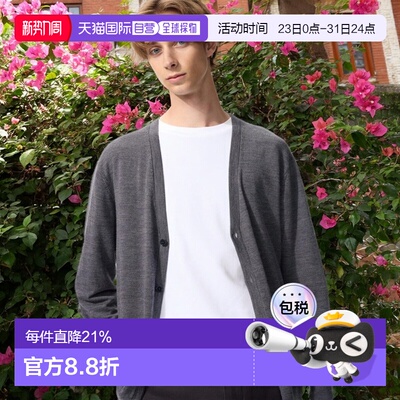 日潮跑腿UNIQLO优衣库 美利奴羊毛V领开衫 07 GRAY MEN XS 478539