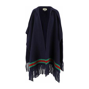 蓝色 GUCCI AW2019 579774XKARB4322 披肩超大羊毛斗篷 女士外套
