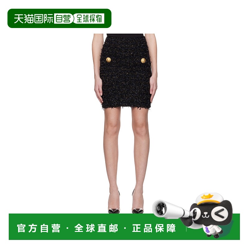 香港直邮BALMAIN 女士短裤 EF1LB015KB19EAD SS2025 黑色 松紧腰