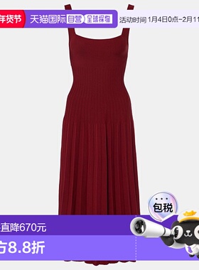 1h可退 香港直邮Staud 女士 Beaton 雪纺边天鹅绒长款连衣裙