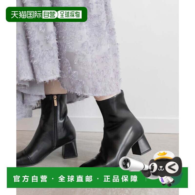 日本直邮RANDA 晴雨两用方头粗跟靴子黑色 防滑鞋 RA041BW015192