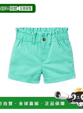自营 Janie and Jack斜纹纸袋腰短裤-绿色 美国奥莱直发