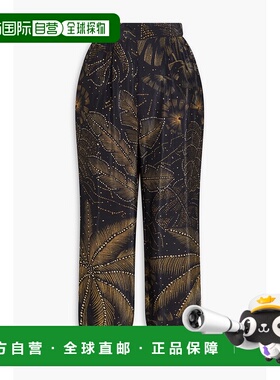 1h可退 香港直邮FARM RIO 女士 水晶装饰印花双绉锥形长裤 329032