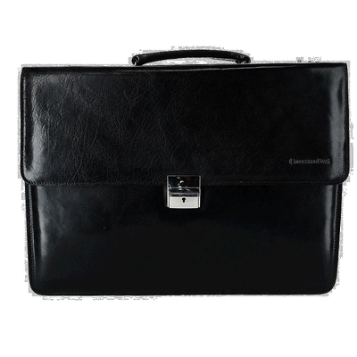自营 crookhorndavis手染植鞣意大利皮革公文包 - 黑色 美国奥莱