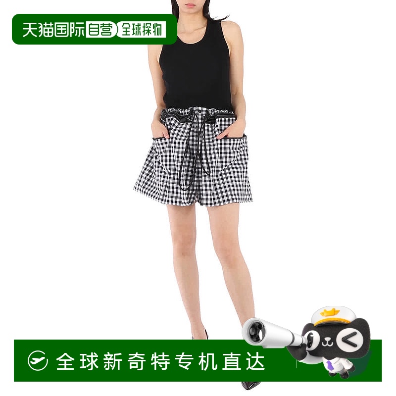 自营 burberry博柏利女士黑色敞篷混合色金黄色连衣裙-黑色 【美