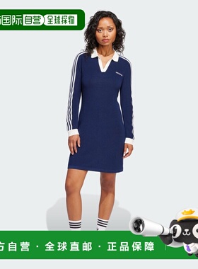 1h可退 日本直邮adidas 女士80年代复古风格长袖Polo连衣裙 KRT68