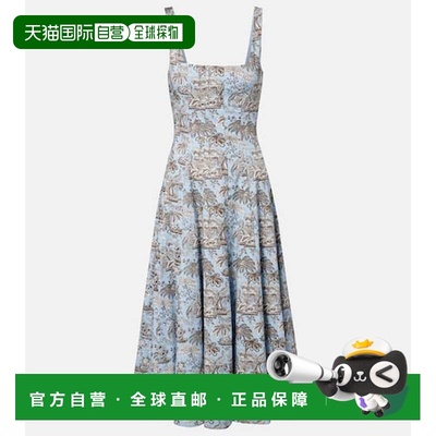 1h可退 香港直邮Staud 女士 Wells 花朵棉府绸中长连衣裙