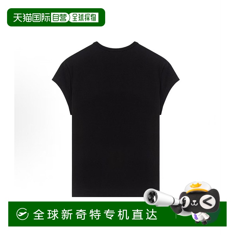 香港直邮DIESEL 女士黑色刺绣镂空圆领SLIM修身短袖T恤衫 OVAL-DL