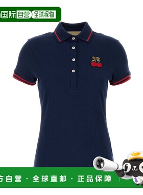 香港直邮Valentino 华伦天奴 女士 蓝色府绸Polo衫 7B3MH01B9G4