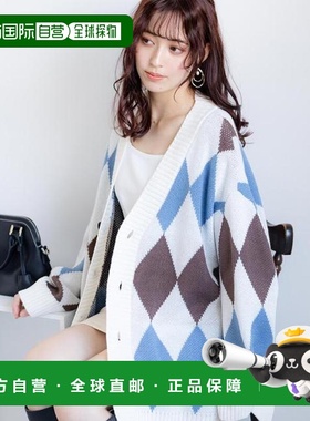 1h可退 日本直邮Rocky Monroe 大号全印花V领针织开衫宽松