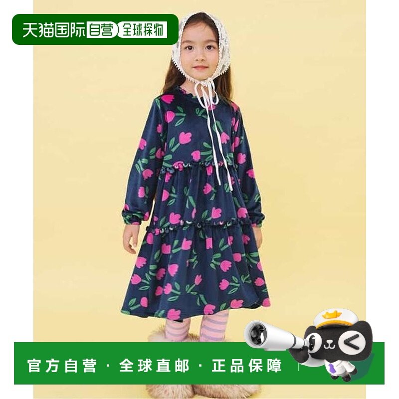 1h可退 日本直邮官方授权 BREEZE 复古印花天鹅绒连衣裙 日本童装,童装/婴儿装/亲子装,连衣裙,淘宝优惠券,粉丝福利购,淘宝优惠卷