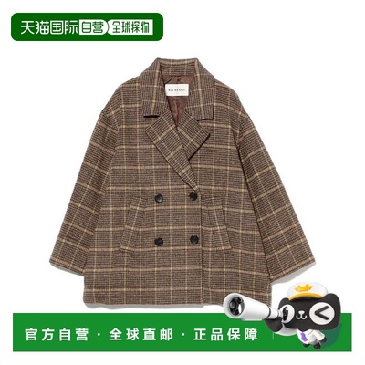 1h可退 日本直邮Ray BEAMS 格纹海狸绒双排扣中长大衣外套