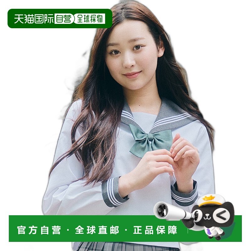 日本直邮水手服 长袖 夏季 女孩 白色 制服 灰色 抗皱 免烫 白色