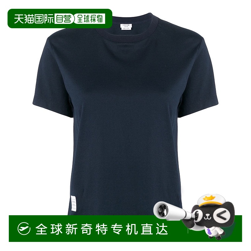香港直邮Thom Browne 汤姆 布朗 女士 海军蓝logo标签T恤 FJS036A