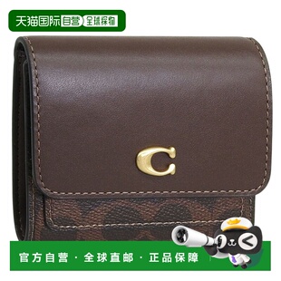 日本直邮Coach 女士对折钱包棕色CC MILASMLFLP WALCAT56B4MPL