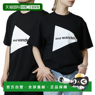 短袖 大标志T恤男女通用上衣 圆领T恤 黑 日本直邮AND 白 WANDER