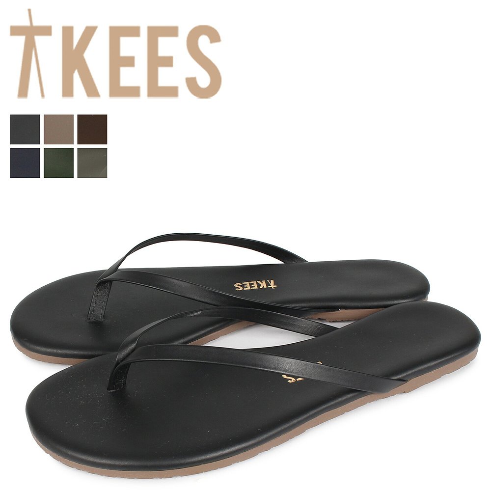日本Tkees女士休闲鞋黑色平底露趾耐磨舒适透气防滑