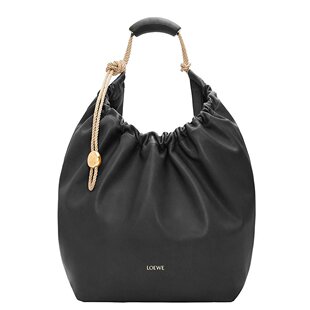 LOEWE罗意威24新款 女士黑色小牛皮内含拉链口袋手提包