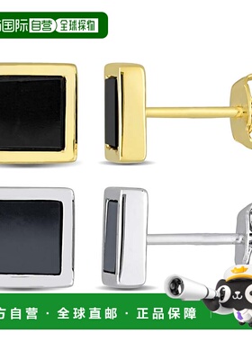 自营 Mimi & Max Men's 2ct Square Black Onyx Hematite Stud Ea