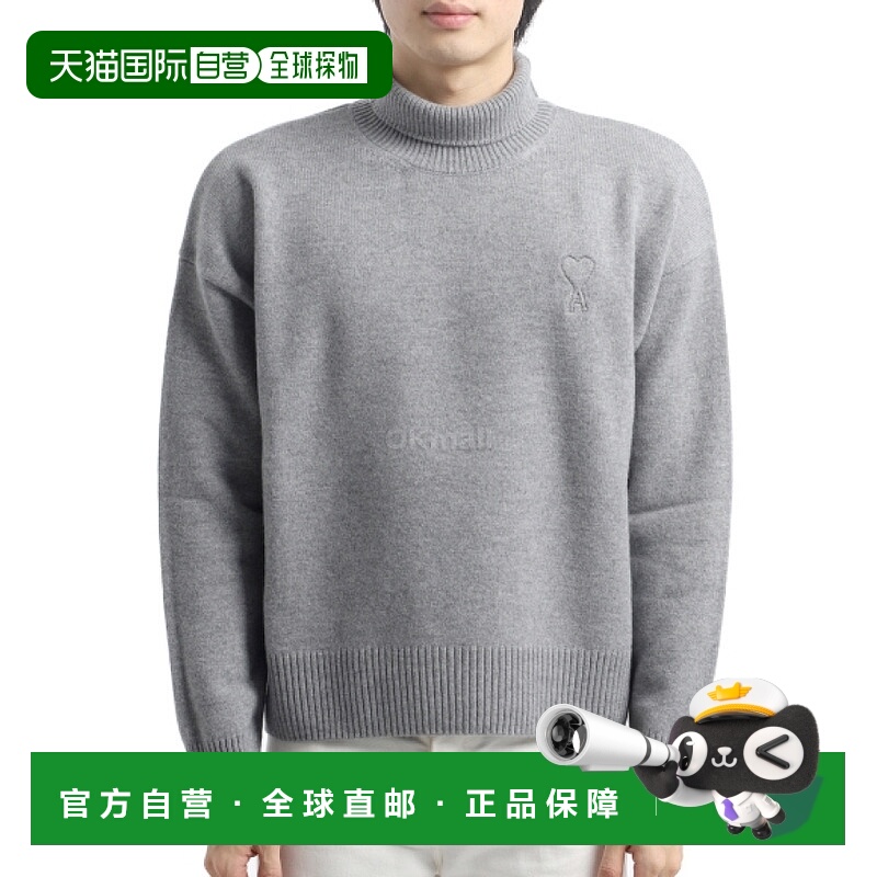 韩国直邮AMI UKS821 KN0071 050 半拉链/高领羊绒长袖毛衣
