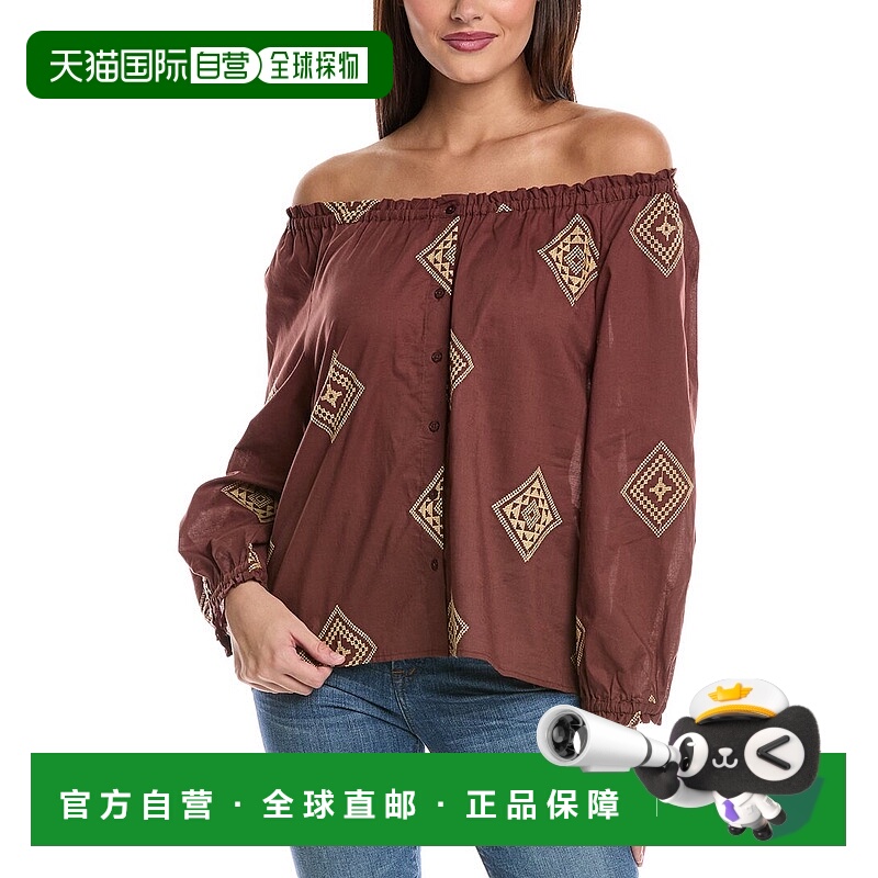 自营 Vince Camuto露肩上衣-棕色 美国奥莱直发女装