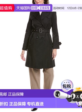 自营Via Spiga Double-Breasted Trench Coat - black 美国奥莱直