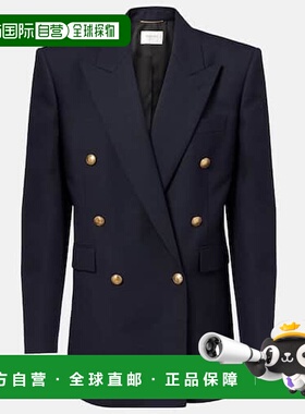 1h可退 香港直邮潮奢 Saint Laurent 圣罗兰 女士 chine 双排扣羊